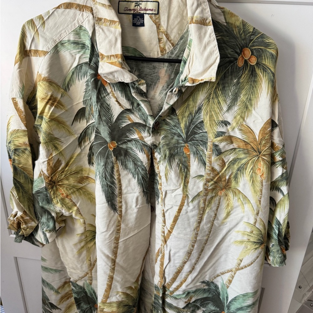 Tommy Bahama Cream Palm-Print Lightweight Shirt Jacket